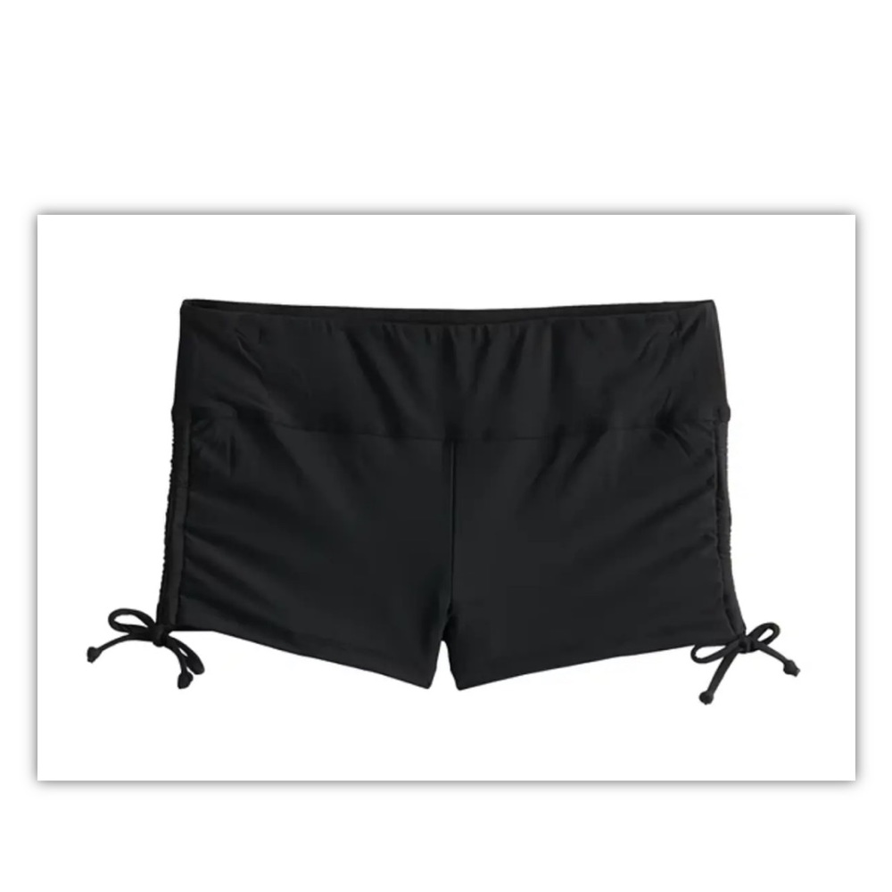 Ruched side boyshorts swim shorts black bottoms medium New